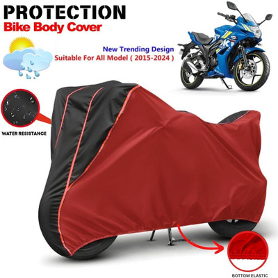 CABRY Waterproof Two Wheeler Cover for Suzuki(Gixxer SF, Red, Black)