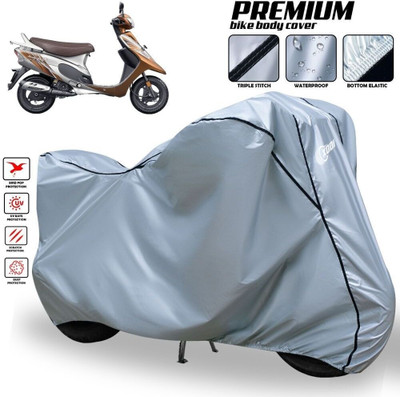 SThanaveX Waterproof Two Wheeler Cover for TVS(Scooty Pep Plus, Silver, Black)