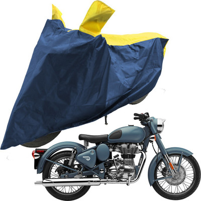 RiderShine Two Wheeler Cover for Royal Enfield(Squadron Blue, Blue, Yellow)