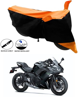 Genipap Two Wheeler Cover for Kawasaki(Ninja 650 BS6, Black, Orange)