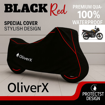 OliverX Waterproof Two Wheeler Cover for Hero(Glamour FI, Black, Red)