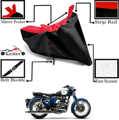 KEDIT Two Wheeler Cover for Royal Enfield(Bullet 350 New BS6, Red, Black)