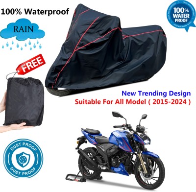 OliverX Waterproof Two Wheeler Cover for TVS(Apache RTR 200 4V, Black, Red)