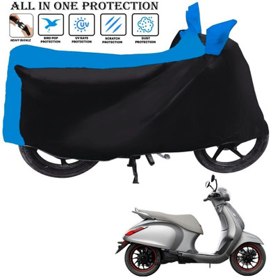 AUTOCAD Waterproof Two Wheeler Cover for Bajaj(Urbanite Chetak BS6, Black, Blue)