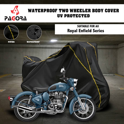 PAGORA Waterproof Two Wheeler Cover for Royal Enfield(Classic Squadron, Black)