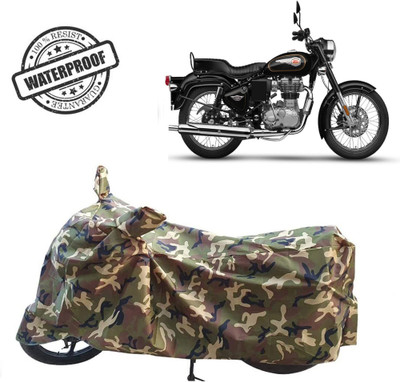 ROYAL AUTO MART Waterproof Two Wheeler Cover for Royal Enfield(Bullet 350, Green, Multicolor)