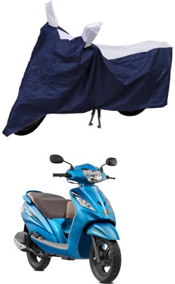 Mdstar Waterproof Two Wheeler Cover for TVS(Victor Premium, Blue, White)