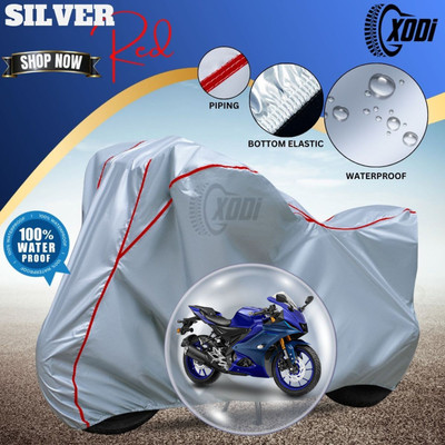 xodi Waterproof Two Wheeler Cover for Yamaha(R15, Silver, Red)