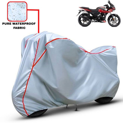 Delphinium Waterproof Two Wheeler Cover for Bajaj(Pulsar 220F, Silver, Red)