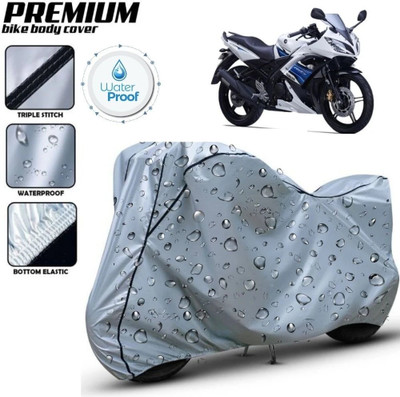 Delphinium Waterproof Two Wheeler Cover for Yamaha(R15S, Silver, Black)