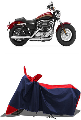 SUGASHRI Waterproof Two Wheeler Cover for Harley Davidson(1200 Custom, Red, Blue)