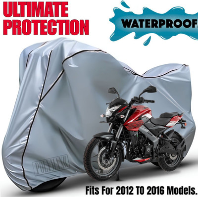 POLYMAXX Waterproof Two Wheeler Cover for Bajaj(Pulsar 200 NS DTS-i, Silver, Black)