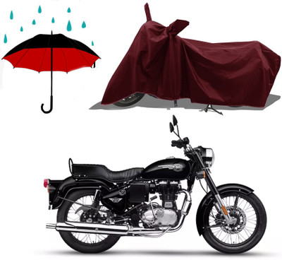 OIYUQA Two Wheeler Cover for Royal Enfield(Bullet 350 New BS6, Maroon)