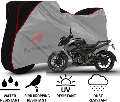 pocket bazar Waterproof Two Wheeler Cover for Bajaj(Pulsar NS200 BS6, Silver, Black)