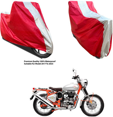 AutoGalaxy Waterproof Two Wheeler Cover for Royal Enfield(Bullet, Silver, Red)