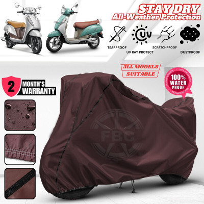 AUTOCAD Waterproof Two Wheeler Cover for Suzuki(Access 125, Maroon, Black)
