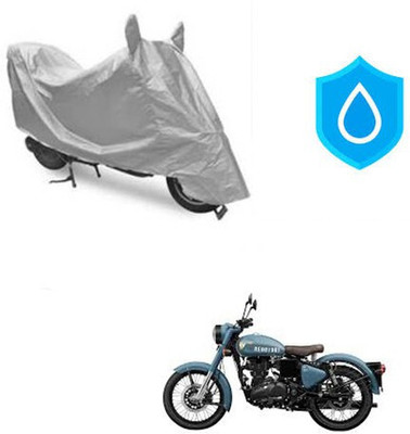 DeepShakshi AUTOMOTIVE Waterproof Two Wheeler Cover for Royal Enfield(Classic 350, Silver)