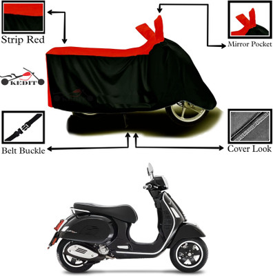 KEDIT Two Wheeler Cover for Vespa(Notte 125, Red, Black)