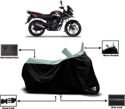 Amexride Two Wheeler Cover for Bajaj(Discover 150 f, Black, White)