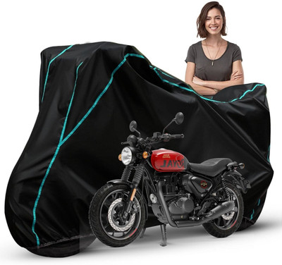 Car Styling Waterproof Two Wheeler Cover for Royal Enfield(Hunter 350, Black, Blue, Multicolor)