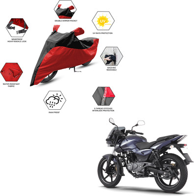 FurniGully Two Wheeler Cover for Bajaj(Pulsar 180 DTS-i, Black, Red)
