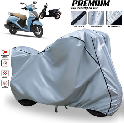 OliverX Waterproof Two Wheeler Cover for Yamaha(Fascino, Silver, Black)