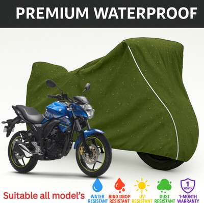 pocket bazar Waterproof Two Wheeler Cover for Suzuki(Gixxer, Green, White)