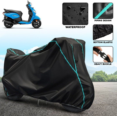 xodi Waterproof Two Wheeler Cover for Hero(MotoCorp Pleasure Plus, Black, Blue)