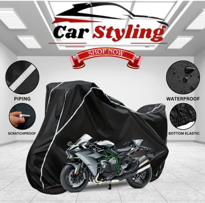 OliverX Waterproof Two Wheeler Cover for Kawasaki(Ninja H2, Black, White)