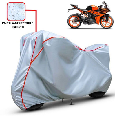 Delphinium Waterproof Two Wheeler Cover for KTM(RC 200, Silver, Red)