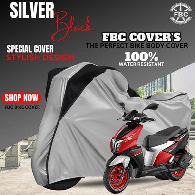 FBC Waterproof Two Wheeler Cover for TVS(NTORQ, Black, Silver)