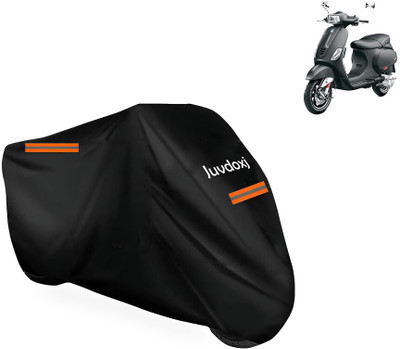 Juvdoxj Waterproof Two Wheeler Cover for Piaggio(Piaggio Elettrica BS6, Black)