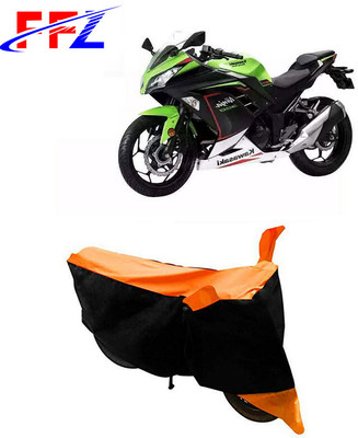 FFZ Waterproof Two Wheeler Cover for Kawasaki(Ninja 300, Black, Orange)