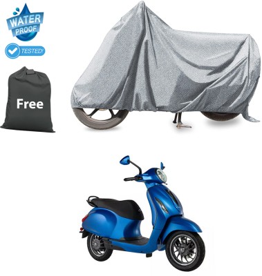 CODOKI Waterproof Two Wheeler Cover for Bajaj(Chetak, Silver)