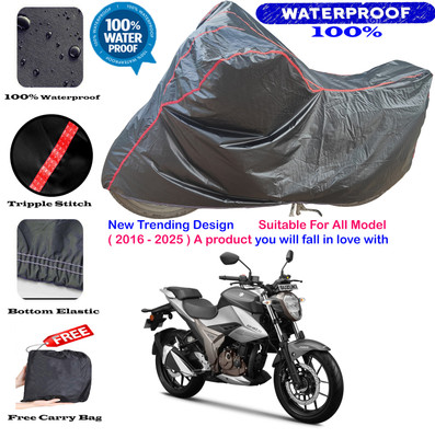 OliverX Waterproof Two Wheeler Cover for Suzuki(Gixxer 250, Black, Red)