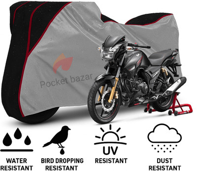 pocket bazar Waterproof Two Wheeler Cover for TVS(Apache RTR 180, Silver, Black)