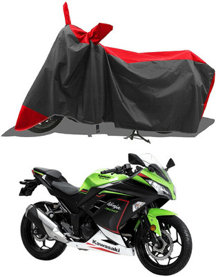 AG AutoHub Waterproof Two Wheeler Cover for Kawasaki(Ninja 300 BS6, Black, Red)