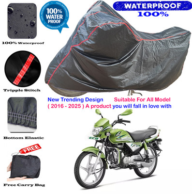 OliverX Waterproof Two Wheeler Cover for Hero(HF Deluxe, Black, Red)