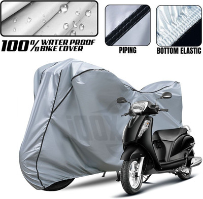 xodi Waterproof Two Wheeler Cover for Suzuki(Access, Silver, Black)