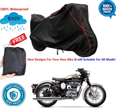 OliverX Waterproof Two Wheeler Cover for Royal Enfield(Classic Chrome, Black)