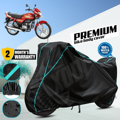 xodi Waterproof Two Wheeler Cover for Hero(HF Deluxe BS6, Black, Blue)