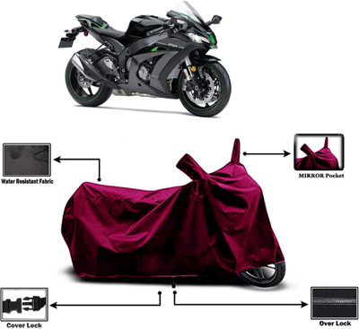 Amexride Two Wheeler Cover for Kawasaki(Ninja ZX-10R SE BS6, Maroon)
