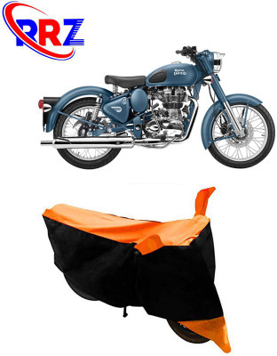 RRZ Waterproof Two Wheeler Cover for Royal Enfield(Classic 500, Black, Orange)