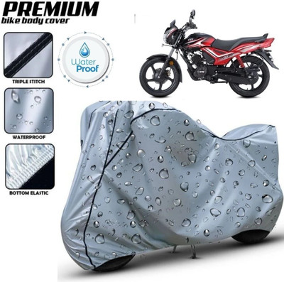 Delphinium Waterproof Two Wheeler Cover for TVS(Star City Plus, Silver, Black)