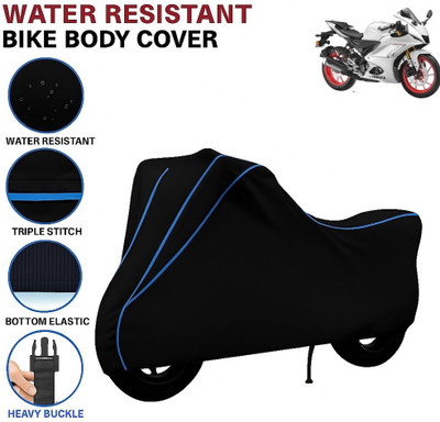 BigFly Waterproof Two Wheeler Cover for Yamaha(R15 V3, Black, Blue)
