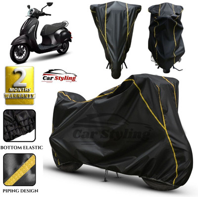Car Styling Waterproof Two Wheeler Cover for Bajaj(Chetak, Black, Yellow)