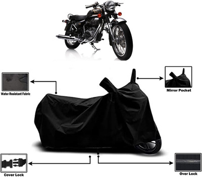 Amexride Two Wheeler Cover for Royal Enfield(Electra Delux, Black)