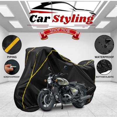 Car Styling Waterproof Two Wheeler Cover for Royal Enfield(650GT, Black, Yellow)
