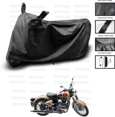 smwzxyu Waterproof Two Wheeler Cover for Royal Enfield(Bullet 500, Black)