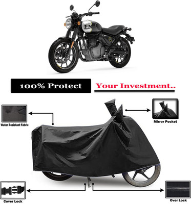 Amexride Two Wheeler Cover for Royal Enfield(Hunter 350, Black)